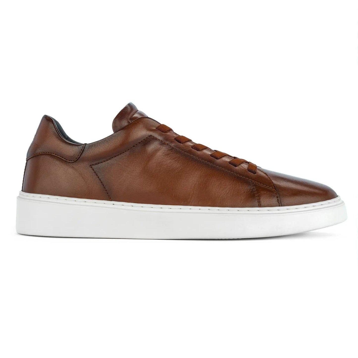 James Burnished Brown Calf Stretch Lace Luxury Low-Top Sneaker - To Boot New York