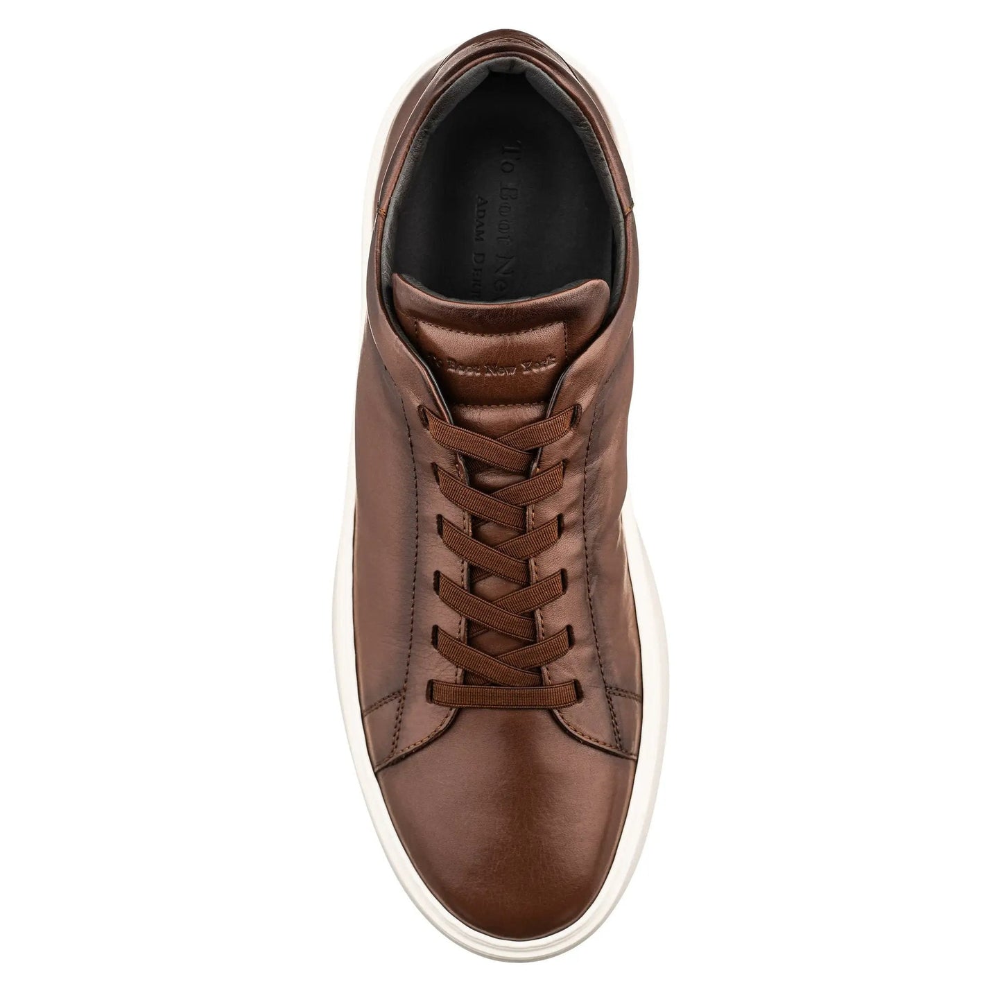 James Burnished Brown Calf Stretch Lace Luxury Low-Top Sneaker - To Boot New York