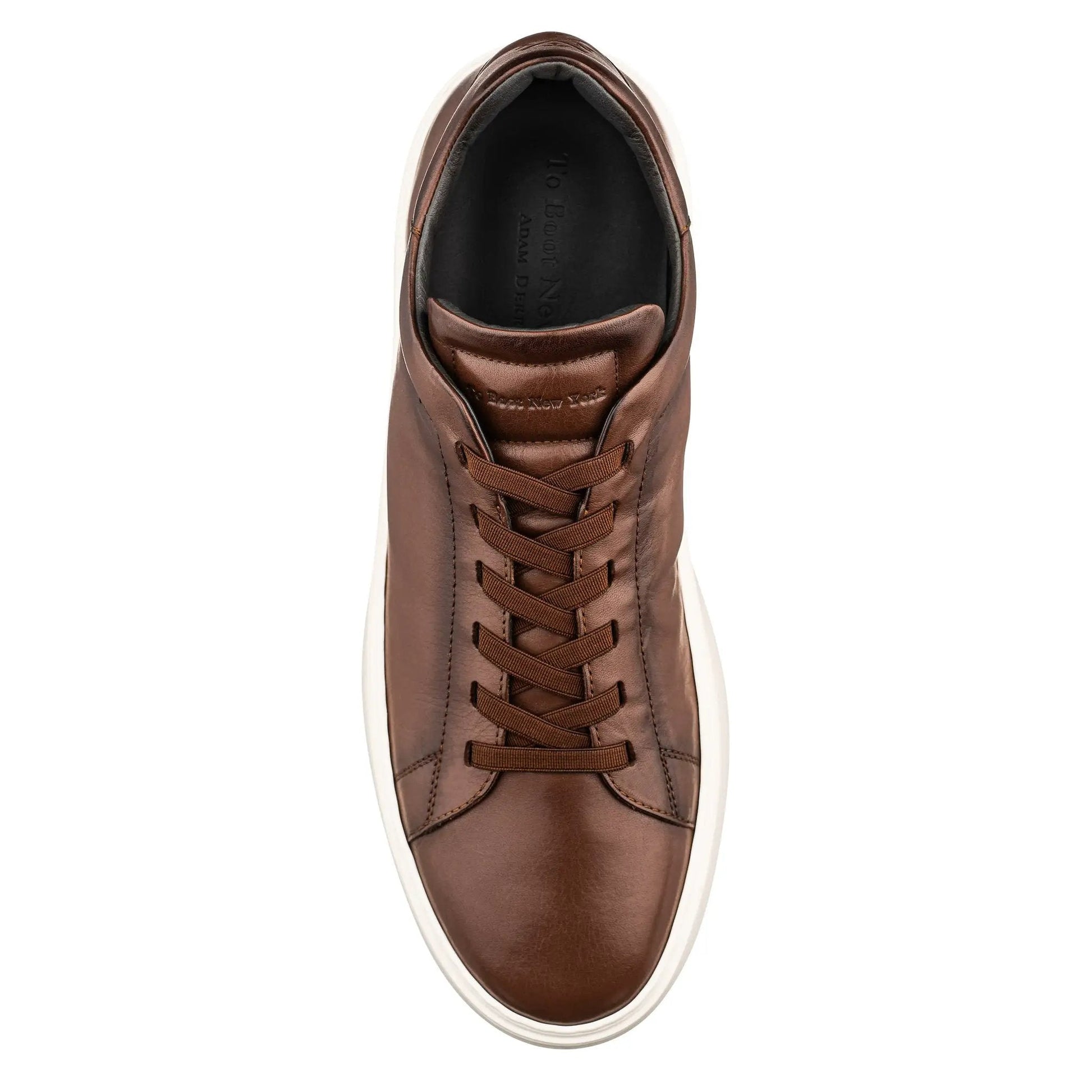 James Burnished Brown Calf Stretch Lace Luxury Low-Top Sneaker - To Boot New York