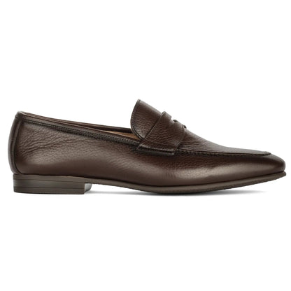 Merritt Dark Brown Deerskin Leather Penny Loafer Slip-On - To Boot New York