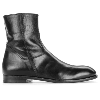 Nils Black Calf Leather Plain Toe Zip Boot - To Boot New York