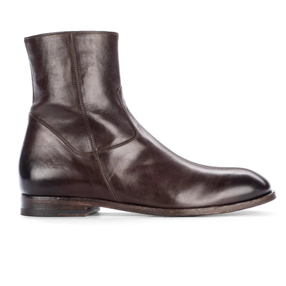 Nils Dark Brown Calf Leather Plain Toe Zip Boot - To Boot New York