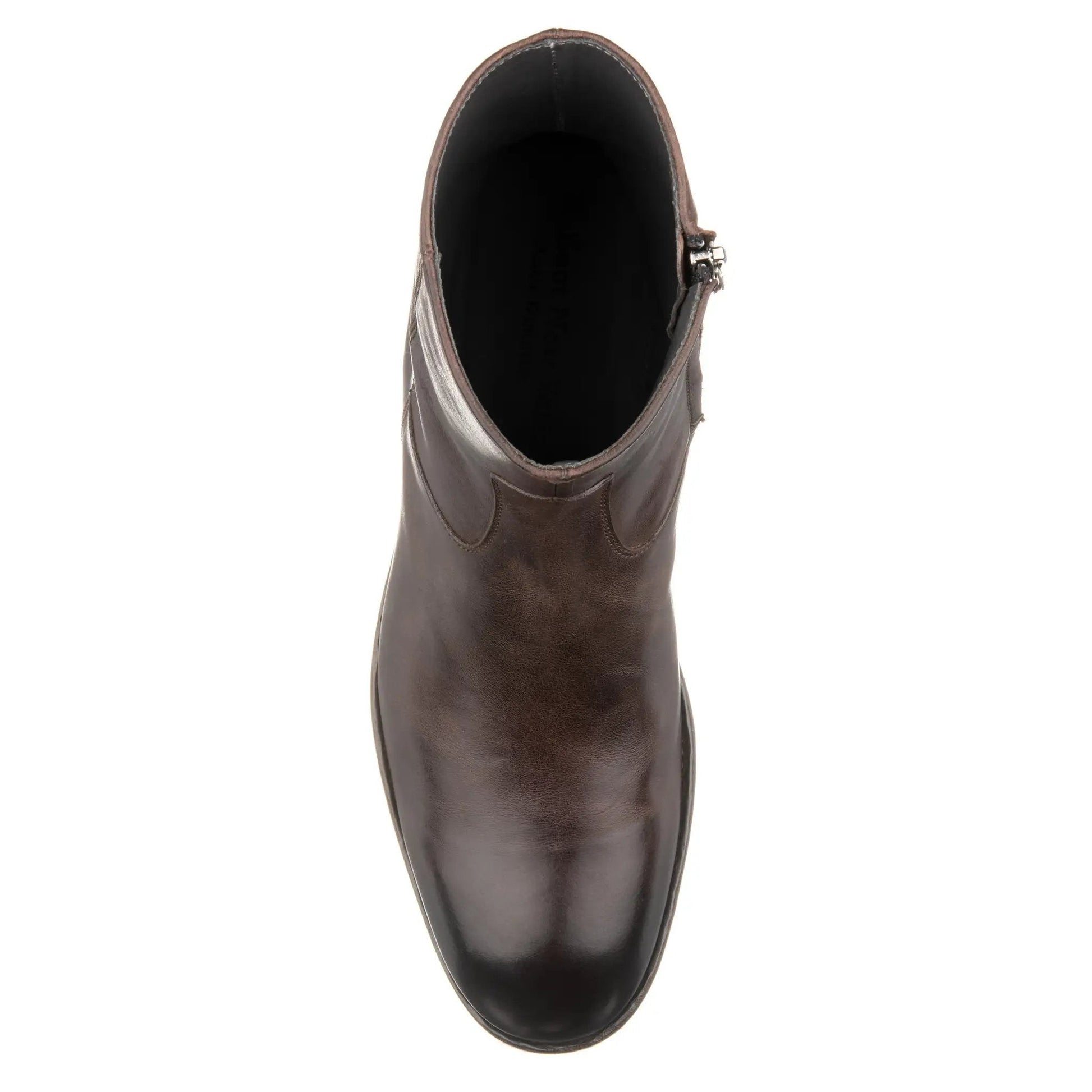 Nils Dark Brown Calf Leather Plain Toe Zip Boot - To Boot New York