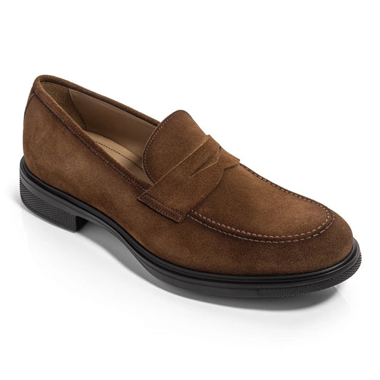 Joey Water-Repellent Mid Brown Suede Penny Loafer - To Boot New York