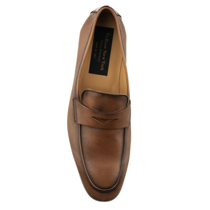 Keats Cognac Calf Slip-on Penny Loafer - To Boot New York