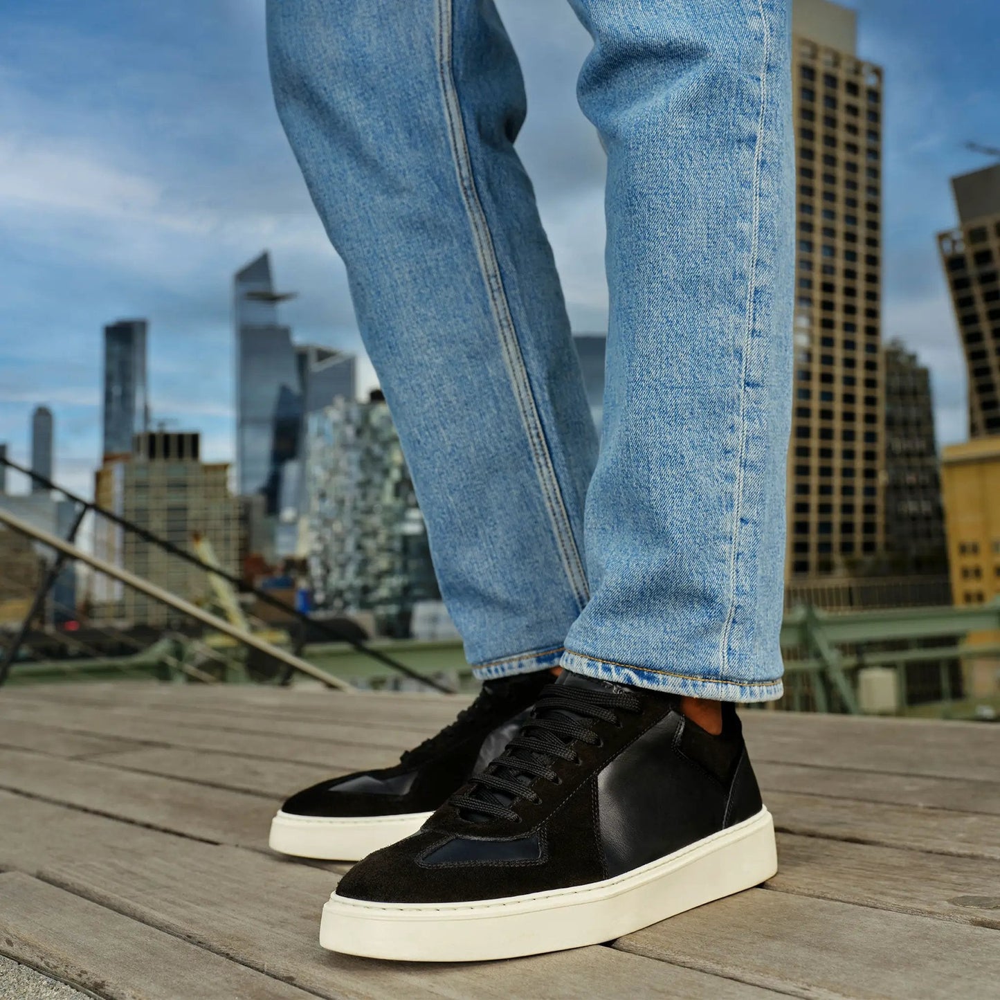 Oakmont Black Leather & Suede Luxury Low-Top Sneakers - To Boot New York