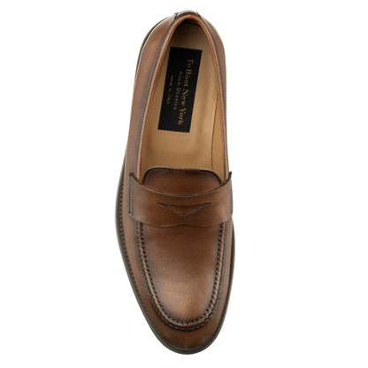 Simon Burnished Tan Calf Leather Penny Loafer - To Boot New York