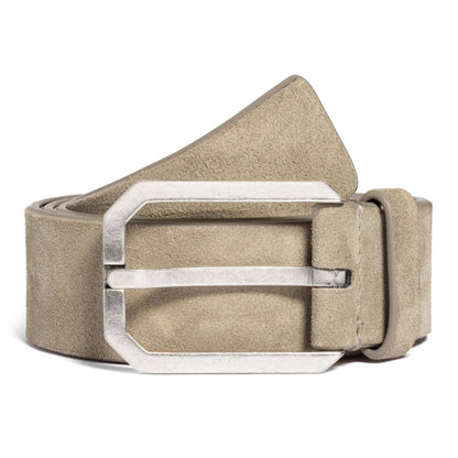 Taupe Suede Beveled Buckle Belt - To Boot New York
