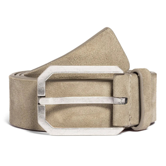 Taupe Suede Beveled Buckle Belt - To Boot New York