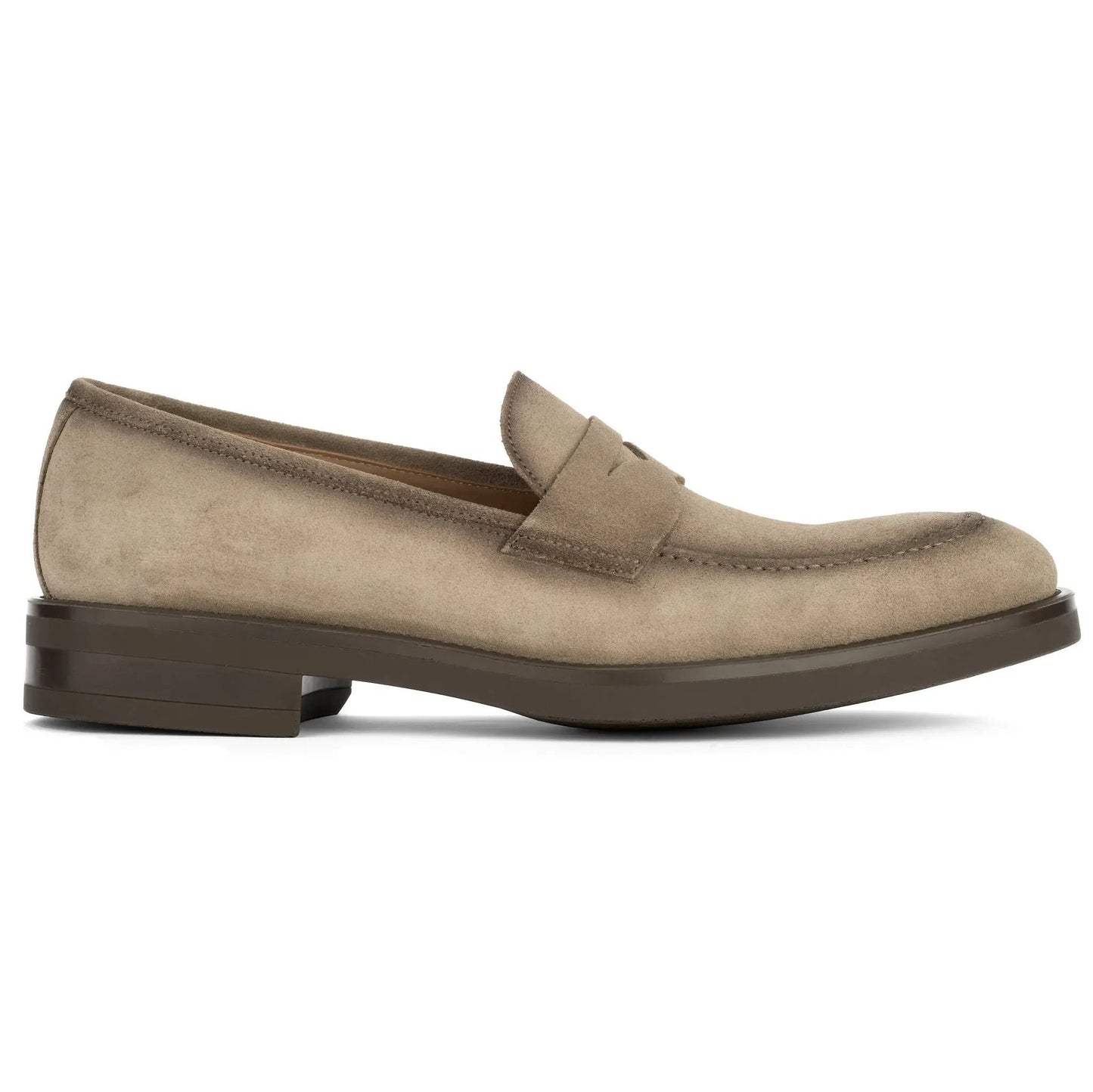 Le Grand Taupe Suede Penny Loafer with Aerograph Detail - To Boot New York