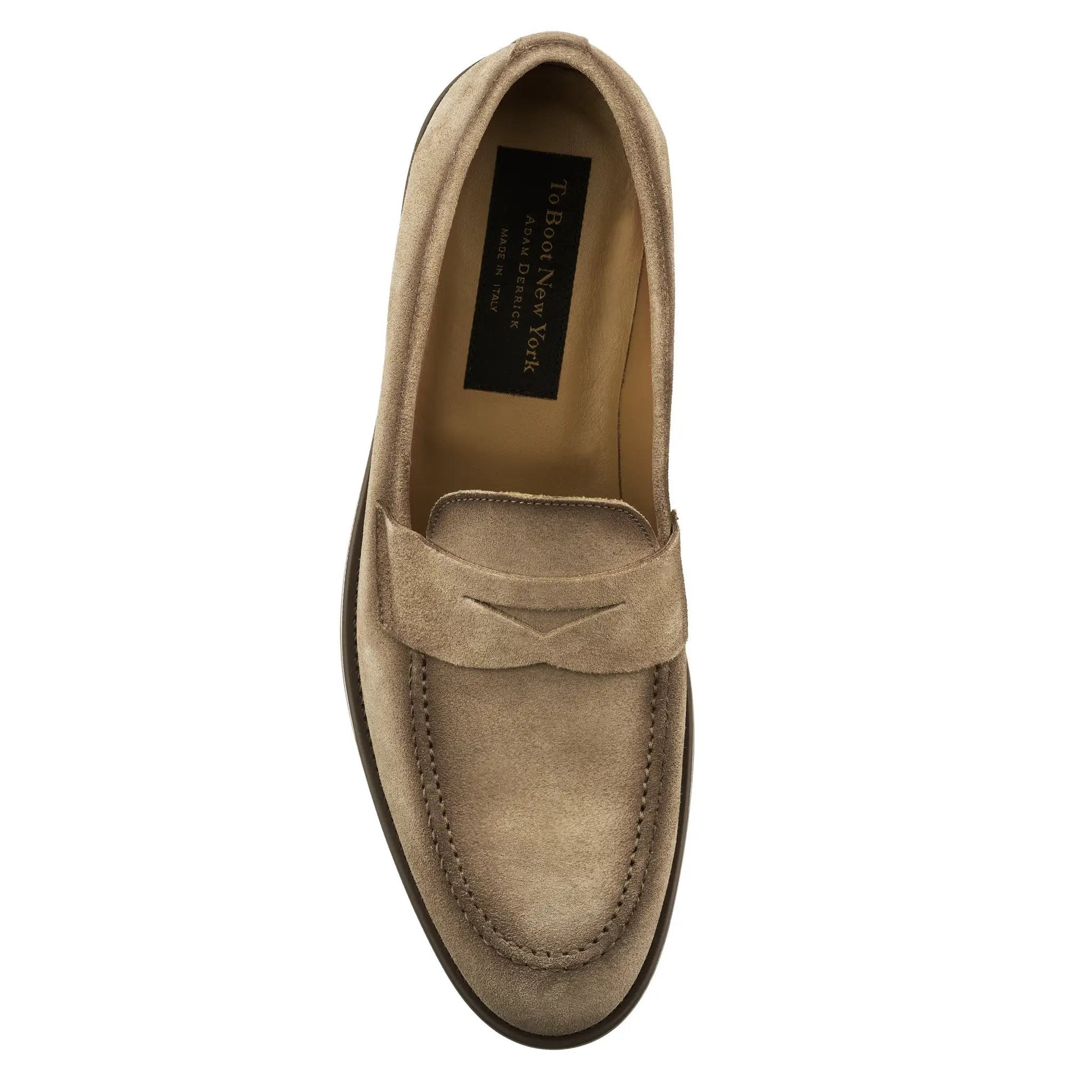 Le Grand Taupe Suede Penny Loafer with Aerograph Detail - To Boot New York